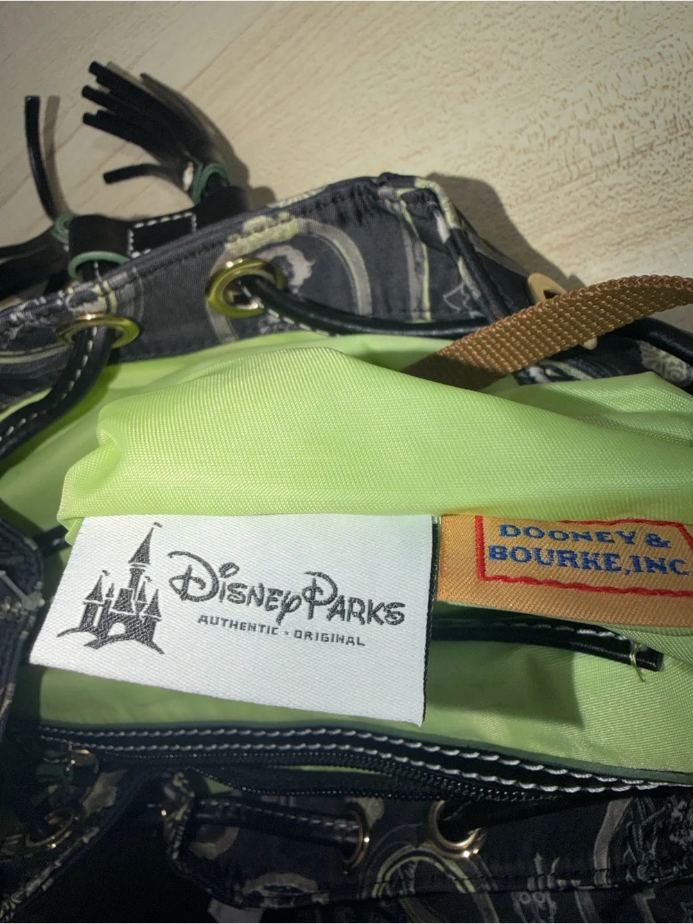 NWT Disney Dooney & Bourke Haunted Mansion Portraits Drawstring Nylon Backpack
